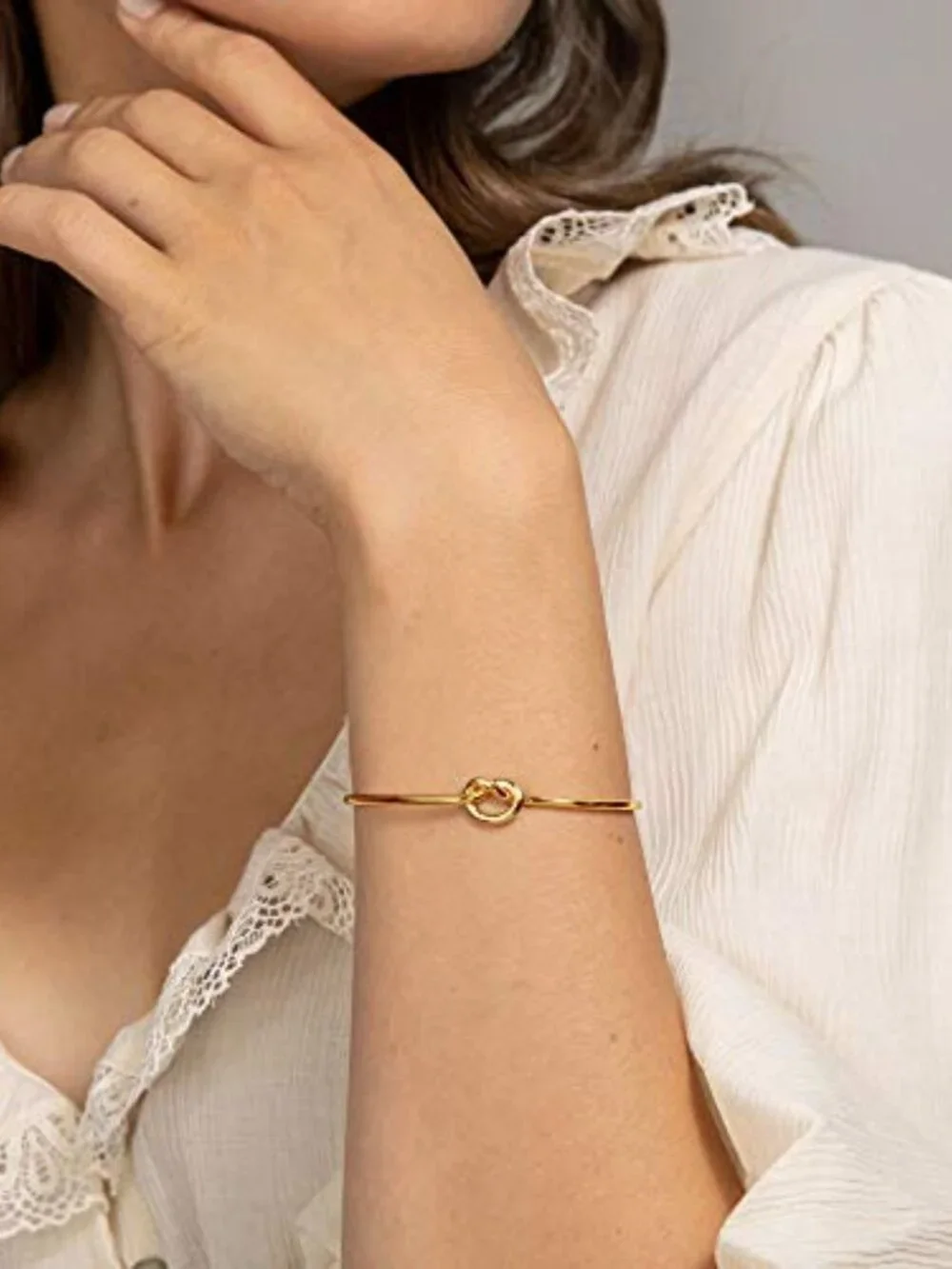 New‎ - 14K Gold Plated Forever Love Knot Infinity Bangle Bracelets for Women